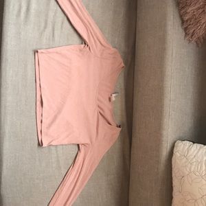 Blush pink long sleeve crop top
